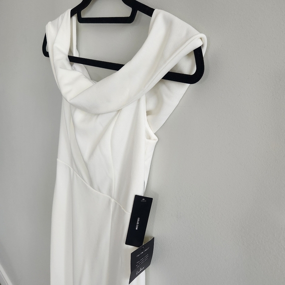 Lulus Off White Formal Grad Prom Off Shoulder Slit Dress Size XS - Picture 3 of 12
